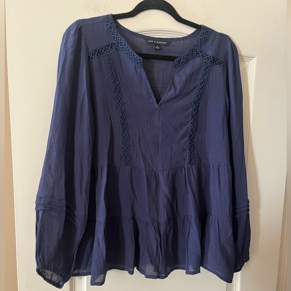 Zac & Rachel Tops - Zac & Rachel Women's Navy Blue Rayon Blend Boho Top Size Medium